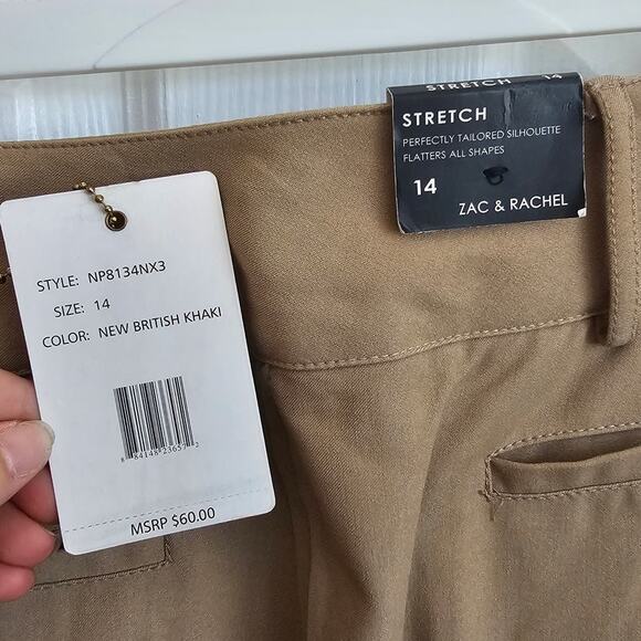 NWT Zac & Rachel Stretch Perfectly Tailored Silhouette New British Khaki Size 14 - Picture 3 of 4